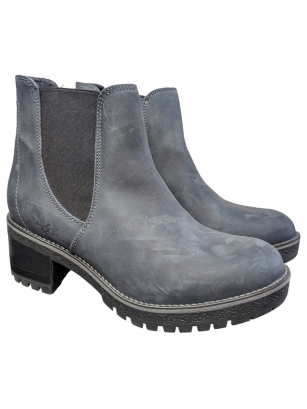 Bos & Co Mass Waterproof Heeled Navy Leather Chelsea Boots | Size 9/9.5 US EU 40